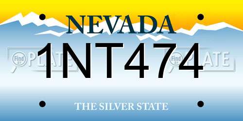 1NT474 Nevada License Plate