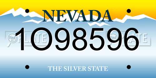 1O98596 Nevada License Plate