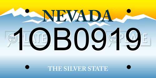 1OB0919 Nevada License Plate