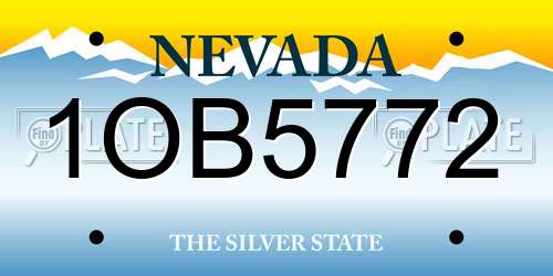 1OB5772 Nevada License Plate