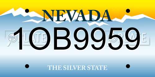 1OB9959 Nevada License Plate