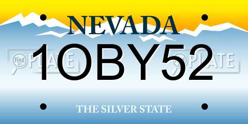 1OBY52 Nevada License Plate