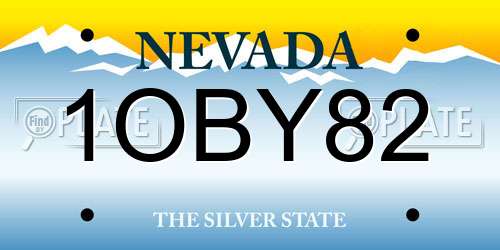 1OBY82 Nevada License Plate