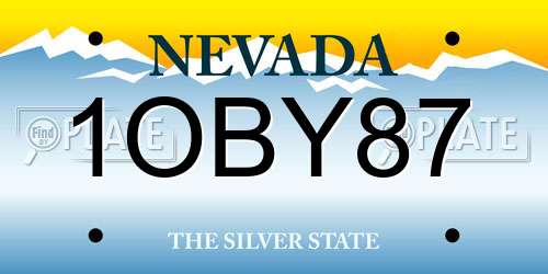1OBY87 Nevada License Plate