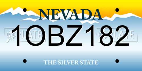 1OBZ182 Nevada License Plate