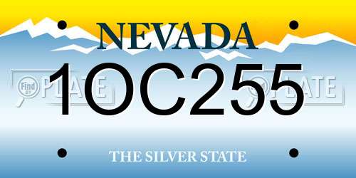 1OC255 Nevada License Plate