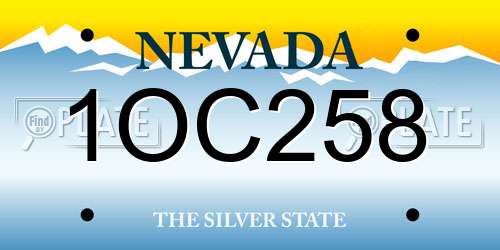 1OC258 Nevada License Plate