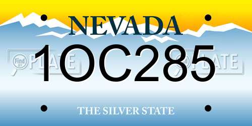 1OC285 Nevada License Plate