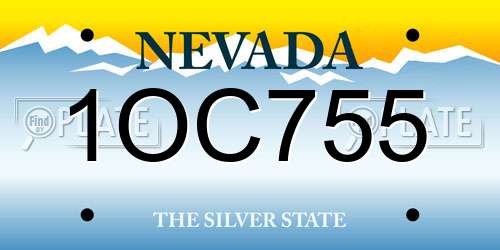 1OC755 Nevada License Plate