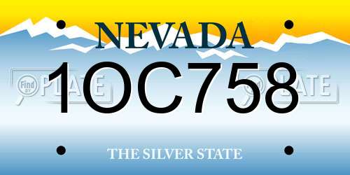 1OC758 Nevada License Plate