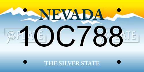 1OC788 Nevada License Plate