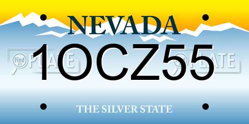 1OCZ55 Nevada License Plate