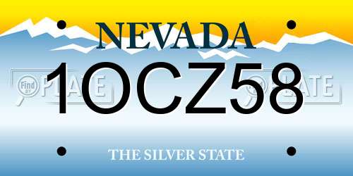 1OCZ58 Nevada License Plate