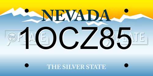 1OCZ85 Nevada License Plate