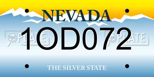 1OD072 Nevada License Plate