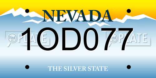 1OD077 Nevada License Plate