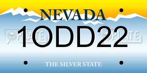 1ODD22 Nevada License Plate