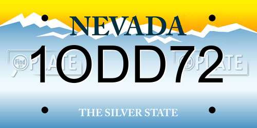 1ODD72 Nevada License Plate