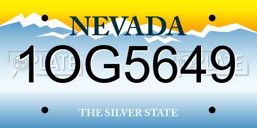 1OG5649 Nevada License Plate