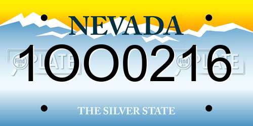 1OO0216 Nevada License Plate