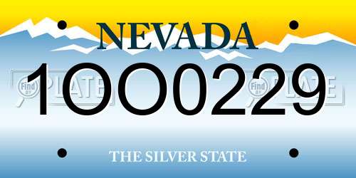 1OO0229 Nevada License Plate
