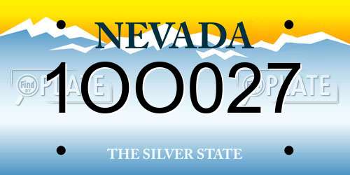 1OO027 Nevada License Plate