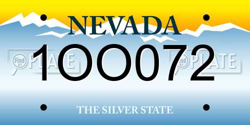 1OO072 Nevada License Plate