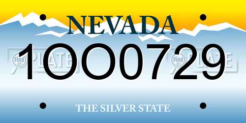 1OO0729 Nevada License Plate
