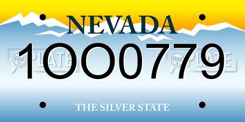 1OO0779 Nevada License Plate