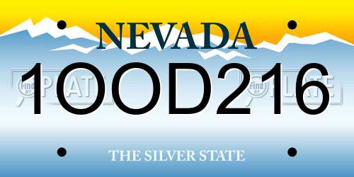 1OOD216 Nevada License Plate