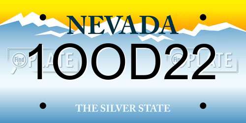 1OOD22 Nevada License Plate