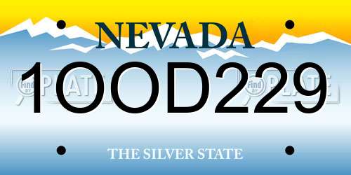 1OOD229 Nevada License Plate