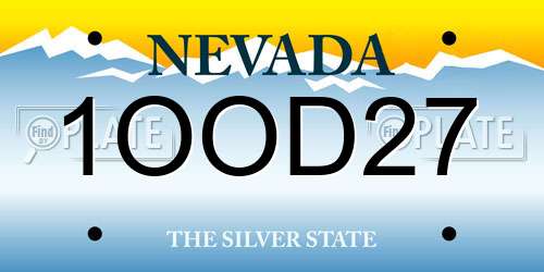 1OOD27 Nevada License Plate