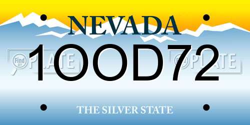 1OOD72 Nevada License Plate