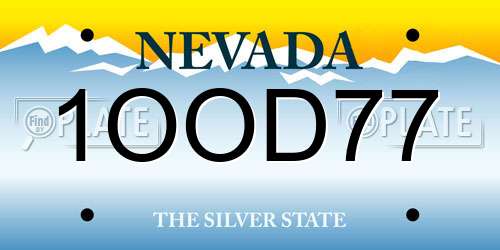 1OOD77 Nevada License Plate