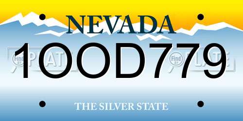1OOD779 Nevada License Plate