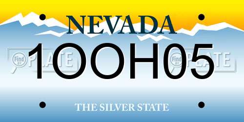 1OOH05 Nevada License Plate