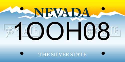 1OOH08 Nevada License Plate