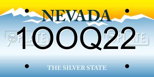 1OOQ22 Nevada License Plate