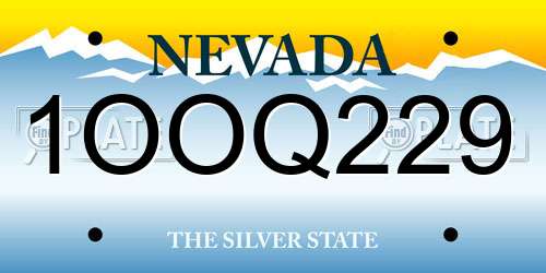 1OOQ229 Nevada License Plate