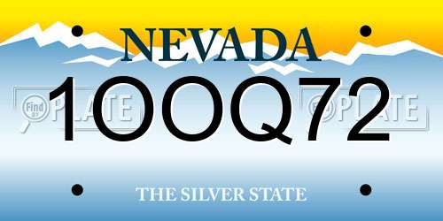 1OOQ72 Nevada License Plate