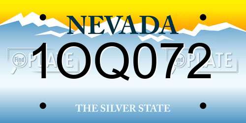 1OQ072 Nevada License Plate