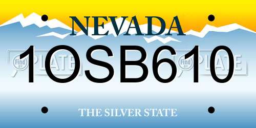 1OSB610 Nevada License Plate