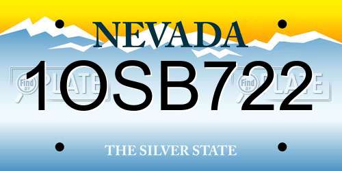 1OSB722 Nevada License Plate