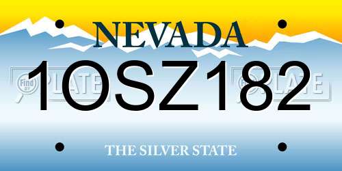 1OSZ182 Nevada License Plate