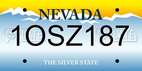 1OSZ187 Nevada License Plate