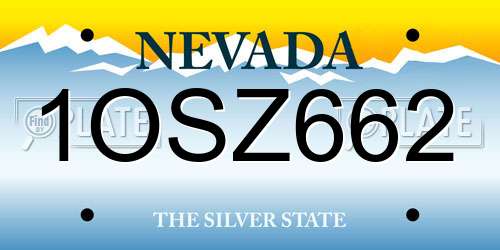 1OSZ662 Nevada License Plate