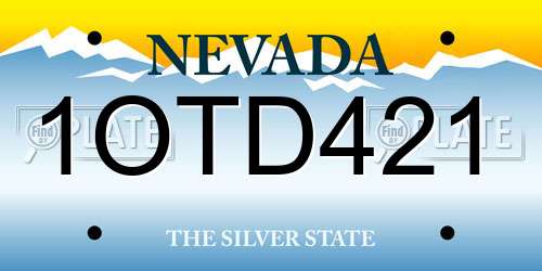 1OTD421 Nevada License Plate