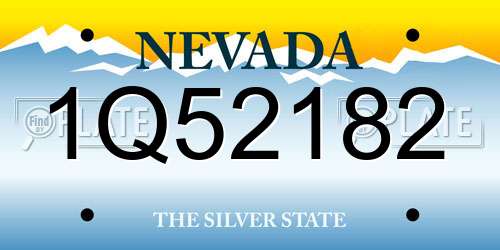 1Q52182 Nevada License Plate