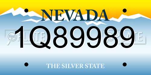 1Q89989 Nevada License Plate